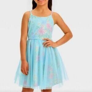 Zenzi Floral Sparkly Aquamarine Dress Size 10/12
